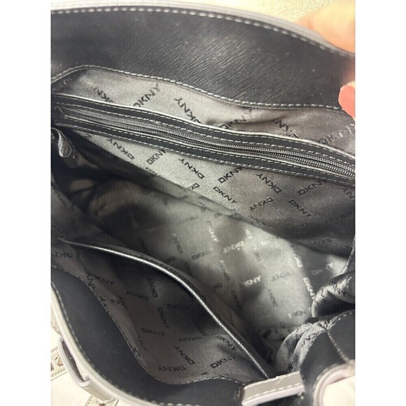 DKNY Crossbody Bag Grey Leather Studs Studded Adjustable Strap - Picture 2 of 15